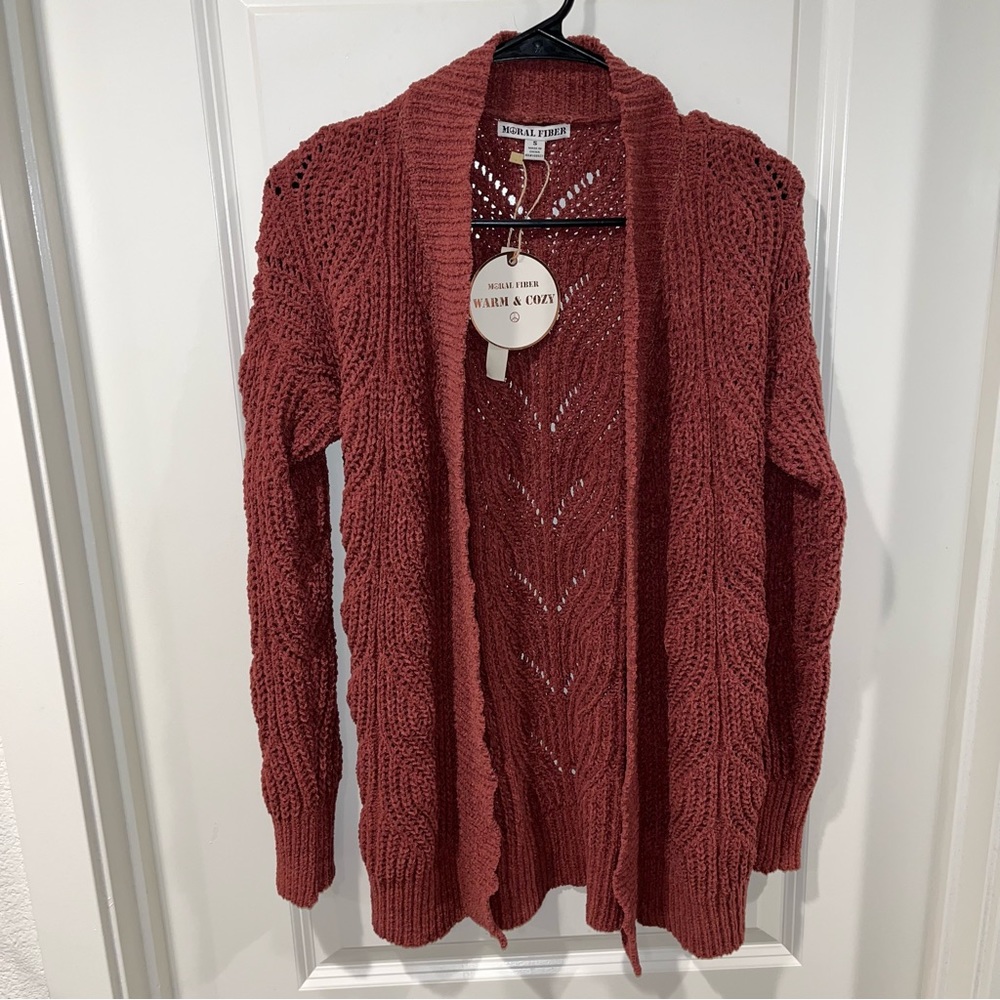 New with tag Moral fiber maroon warm & cozy open cardigan sweater women size S